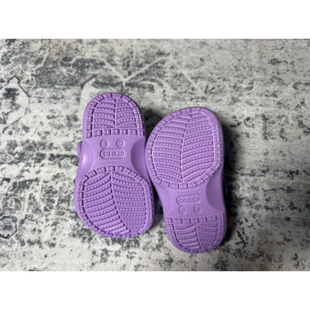 Crocs Baya Lined Clog Toddler C6 Purple Fleece Lined Kids Shoes NWT 207501-5Q5